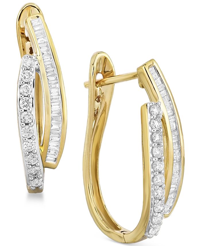 Macy's Diamond Hoop Earrings (1/2 ct. t.w.) in 10k Gold or White Gold