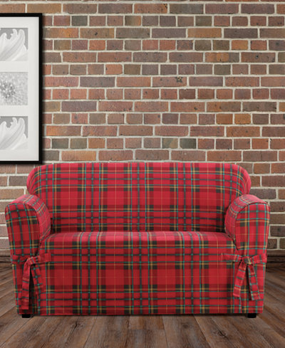 CLOSEOUT! Sure Fit Highland Plaid 1-Pc. Slipcover Collection