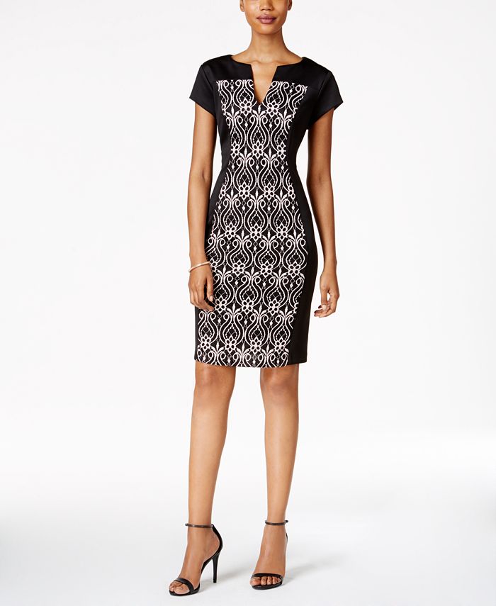Connected Lace-Panel Sheath Dress - Macy's