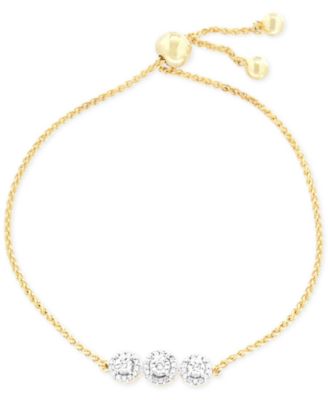 Wrapped - Diamond Cluster Slider Bolor Bracelet (1/6 ct. t.w.) in 14k Gold-Plated Sterling Silver