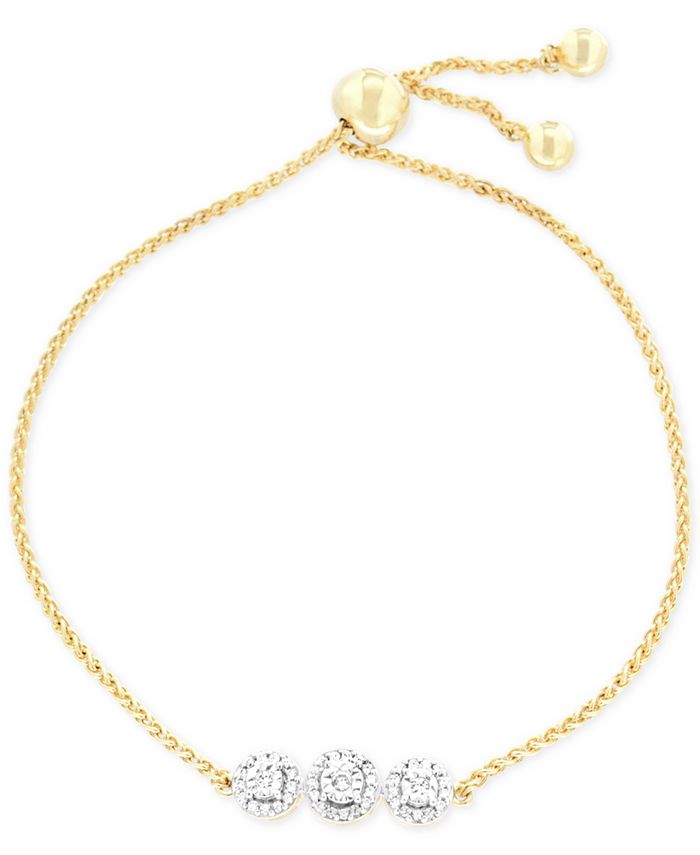 Wrapped - Diamond Cluster Slider Bolor Bracelet (1/6 ct. t.w.) in 14k Gold-Plated Sterling Silver