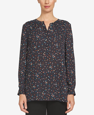 CeCe Printed High-Low Blouse