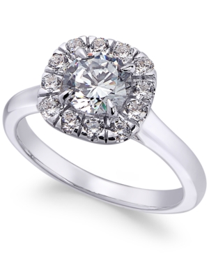 image of X3 Certified Diamond Halo Engagement Ring (1-3/8 ct. t.w.) in 18k White Gold, Created for Macy-s