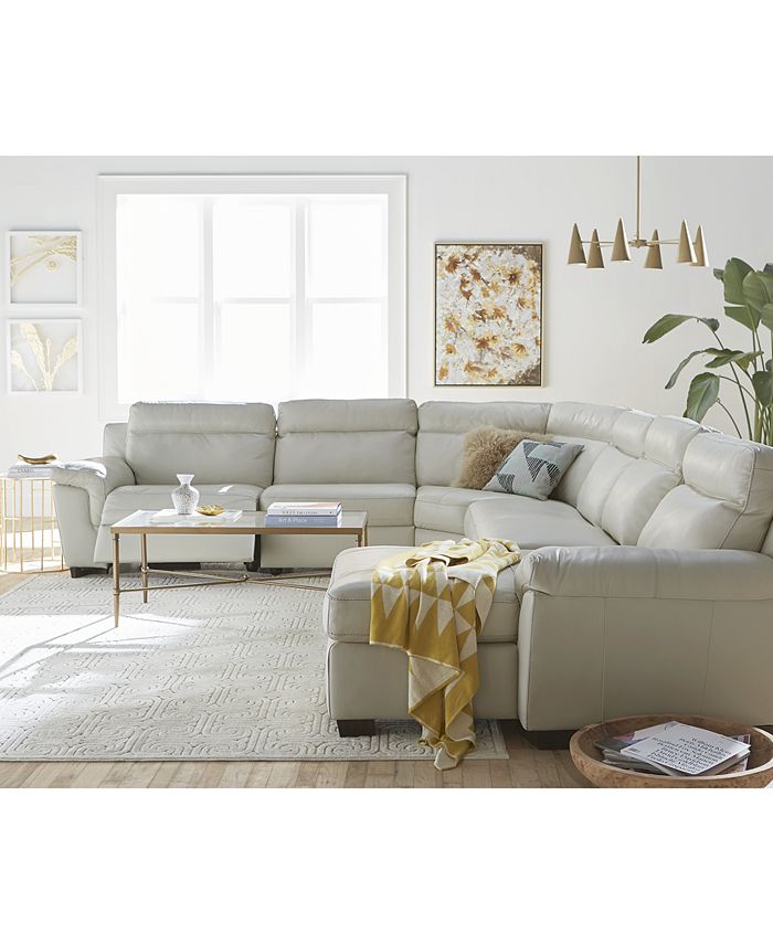 Furniture Julius II 3Pc. Leather Chaise Sectional Sofa With 2 Power
