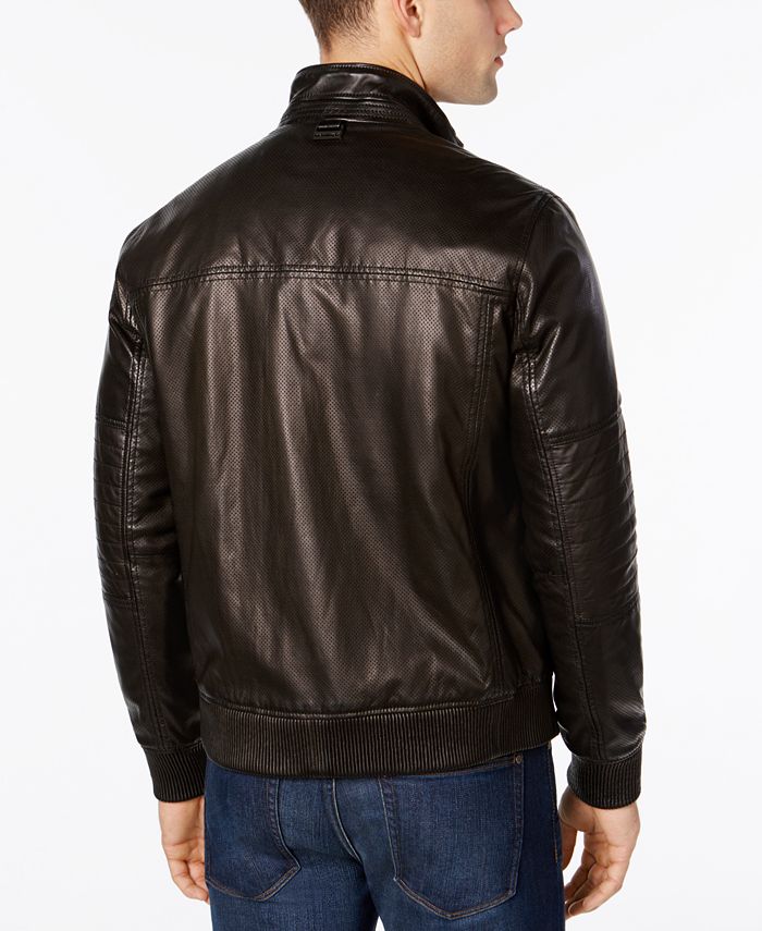 Michael Kors Men's Perforated Leather Bomber Jacket - Macy's