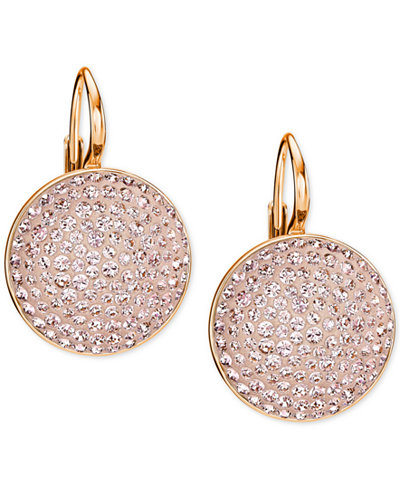 Swarovski Rose Gold-Tone Pink Glitter Drop Earrings