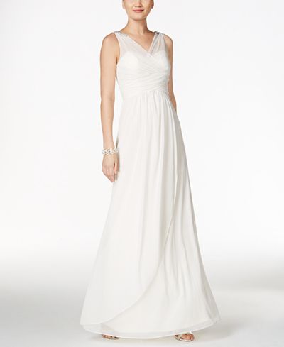 adrianna papell ruched gown