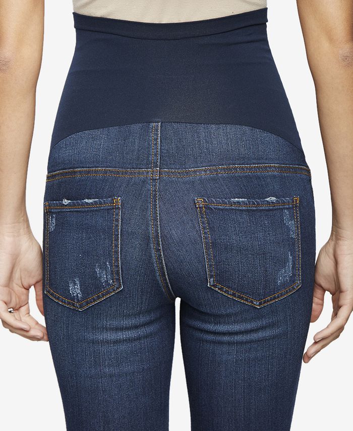 Luxe Essentials Denim Maternity Dark-Wash Distressed Skinny Jeans - Macy's