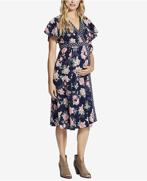 Jessica Simpson Maternity FloralPrint Wrap Dress & Reviews Maternity