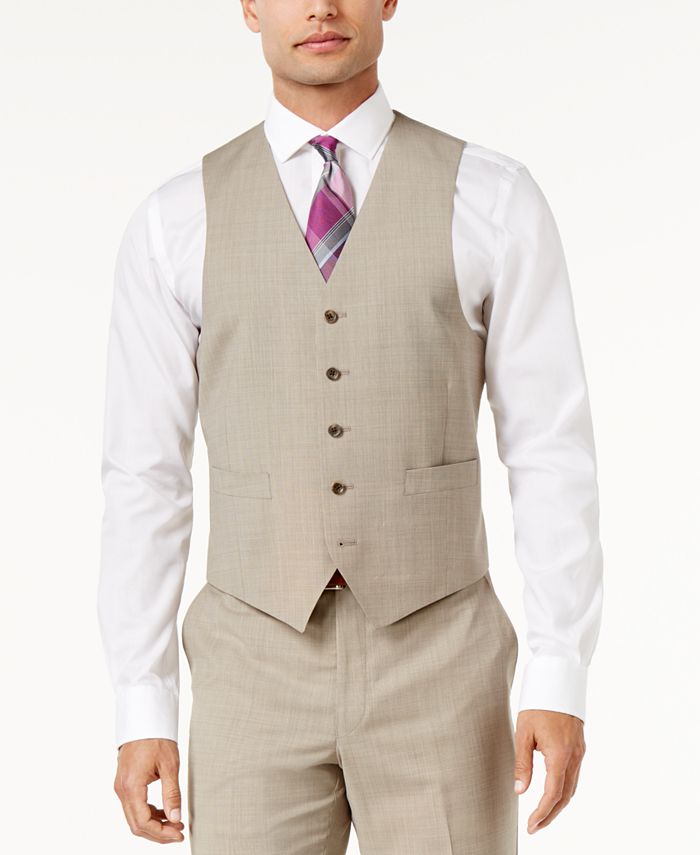 Michael Kors Men's Classic-Fit Tan Neat Pindot Vested Suit & Reviews ...
