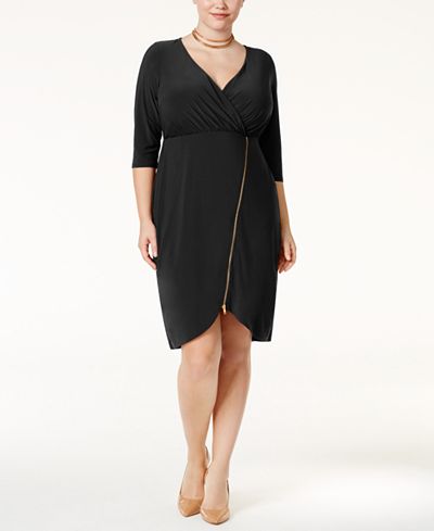 Love Squared Trendy Plus Size Zipper-Detail Dress