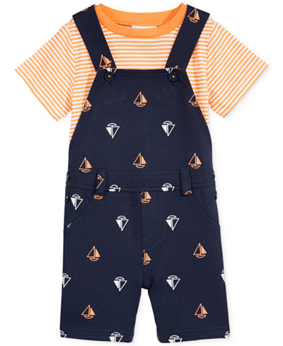 First Impressions 2-Pc. T-Shirt & Boat-Print Shortall Set, Baby Boys (0-24 months), Only at Macy's