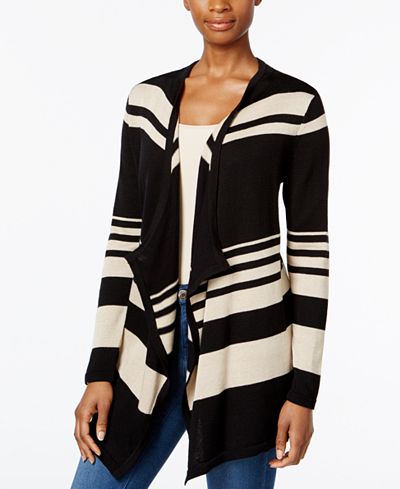 JM Collection Striped Draped Cardigan, Only at Macy's