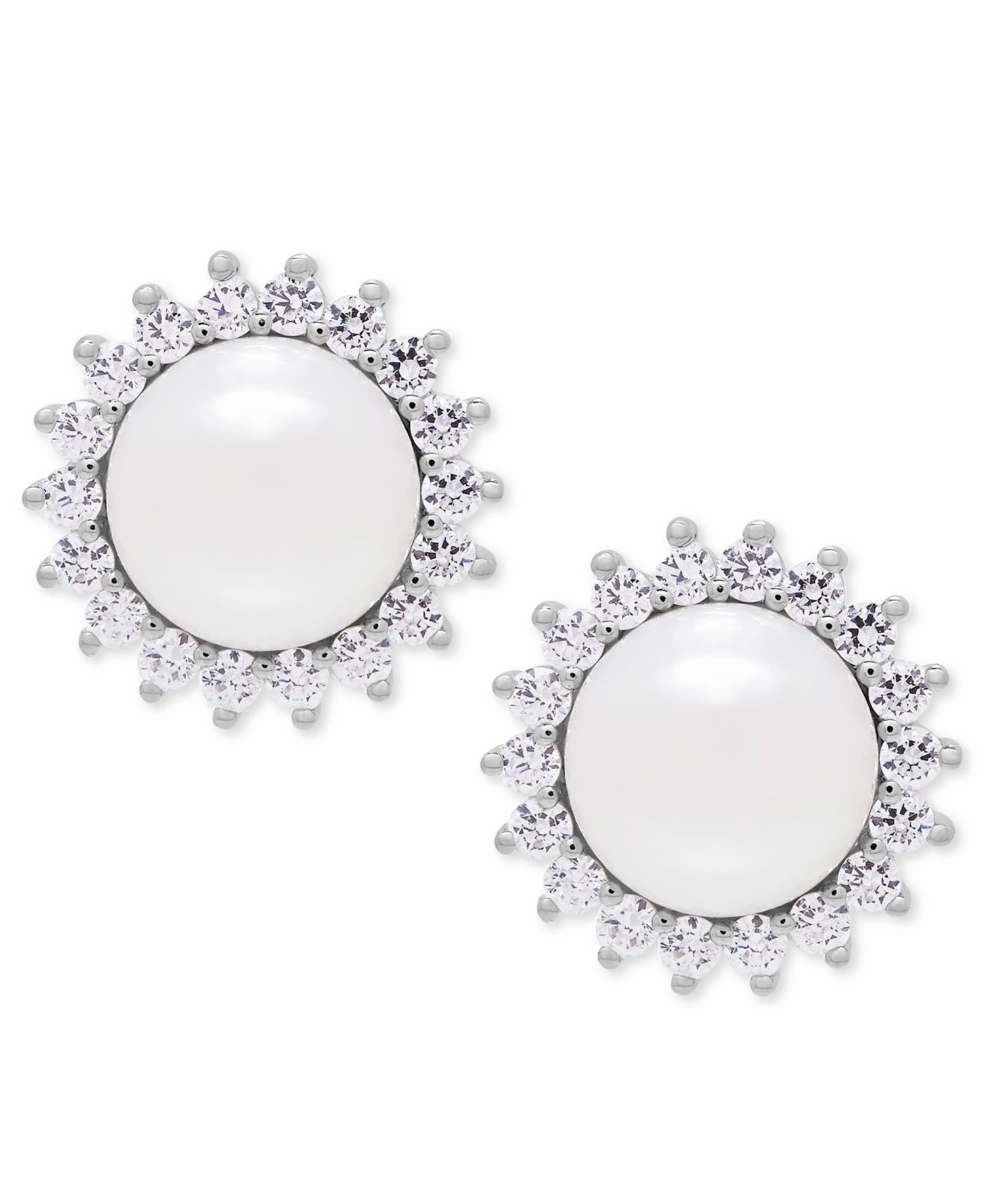 Cultured Freshwater Pearl (8mm) and Cubic Cubic Zirconia Jewelry Set in Sterling Silver