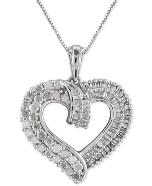 image of Diamond Heart Pendant Necklace (1 ct. t.w.) in Sterling Silver