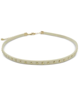 GUESS - Gold-Tone White Imitation Suede Choker Necklace