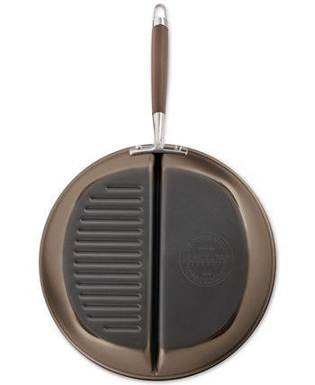 Anolon Advanced Home Hard Anodized Nonstick Divided Grill and Griddle Pan,  12.5 Inch, Bronze