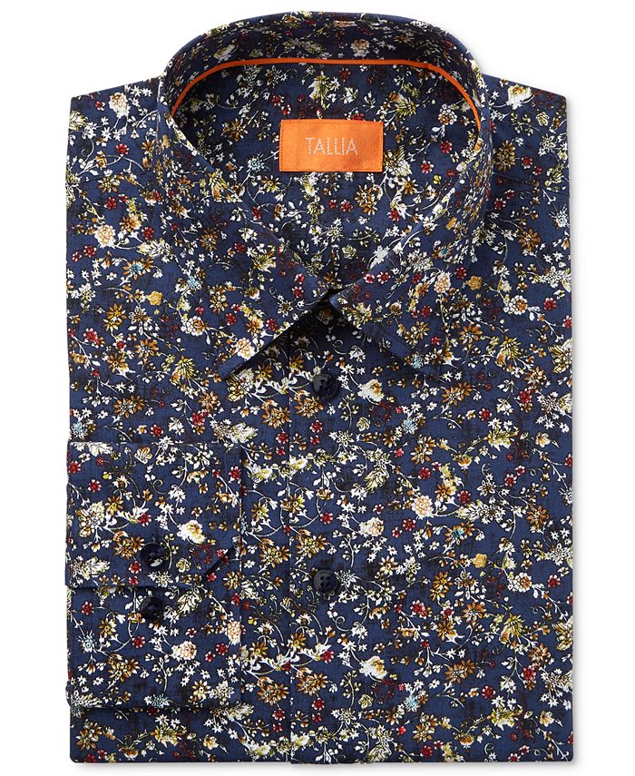 Tallia Men's Fitted Floral Printed Dress Shirt - Macy's