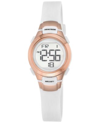 Armitron - Women's Digital White Resin Strap Watch 27mm 45-7012RSG