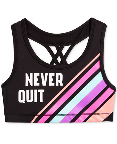Ideology Never Quit Striped Sports Bra, Big Girls (7-16), Only at Macy's
