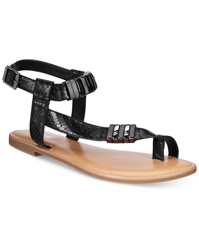 Macy's black top flat sandals