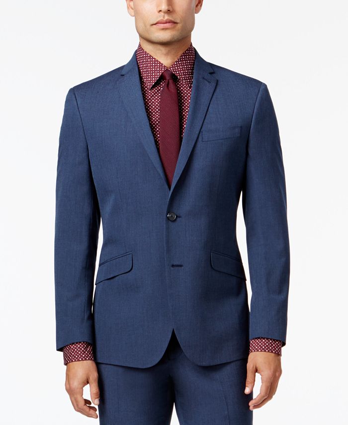 Kenneth Cole Reaction Men's Slim-Fit Blue Pindot Suit - Macy's