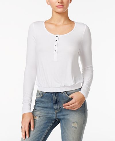 GUESS Alinda Cropped Banded Henley