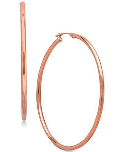 Rose gold tube hoop earrings clearance