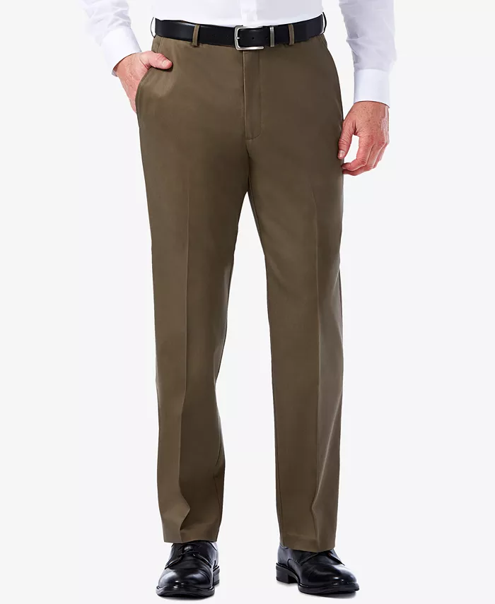 Men's Premium No Iron Khaki Classic Fit Flat Front Hidden Expandable Waist Pant - thumbnail 10