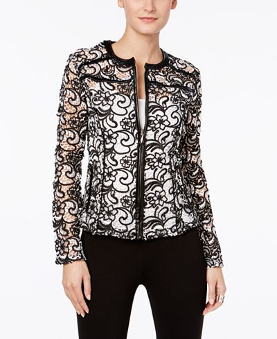 INC International Concepts Embroidered Sheer Lace Jacket, Only at Macy's