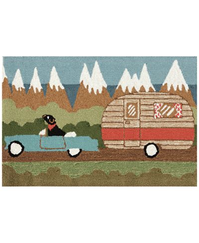 Liora Manne Front Porch Indoor/Outdoor Camping Dog Green Area Rug