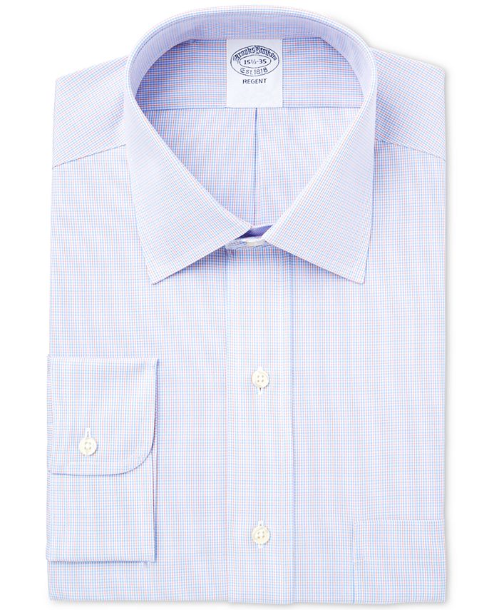 Brooks Brothers Men's Regent Classic/Regular Fit Non-Iron Blue Checked ...