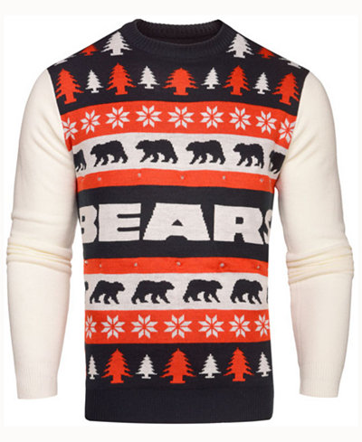 Forever Collectibles Men's Chicago Bears Light Up Ugly Crew Neck Sweater