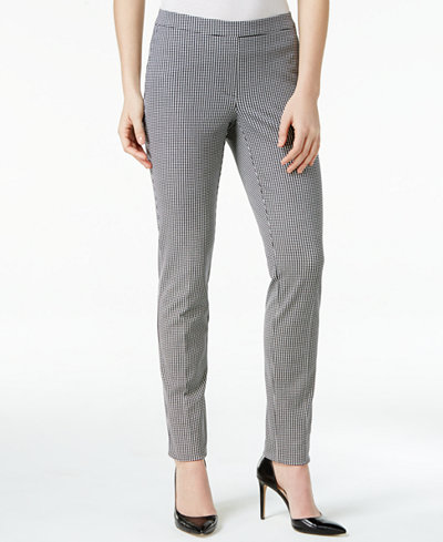 Alfani Houndstooth Pull-On Skinny Pants, Only at Macy's - Women - Macy's