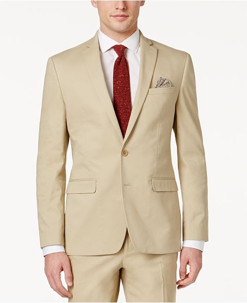 Bar III CLOSEOUT! Men's SlimFit Tan Stretch Jacket, Created for Macy's