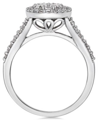 Diamond Cluster Halo Engagement Ring (1 ct. t.w.) in 14k White Gold