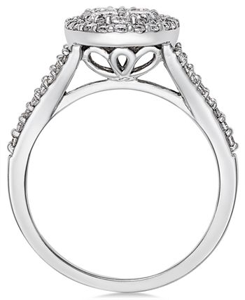 Macy's - Diamond Cluster Halo Engagement Ring (1 ct. t.w.) in 14k White Gold