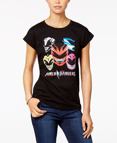 Bioworld Juniors' Power Rangers Cuff-Sleeve Graphic T-Shirt