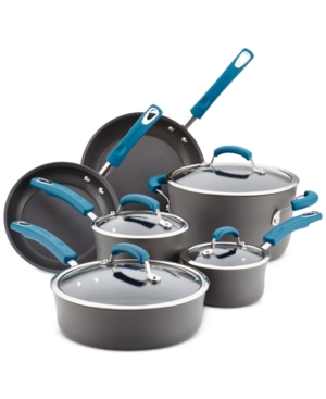 Rachael Ray Hard-Anodized 10 Piece Cookware Set, Marine Blue