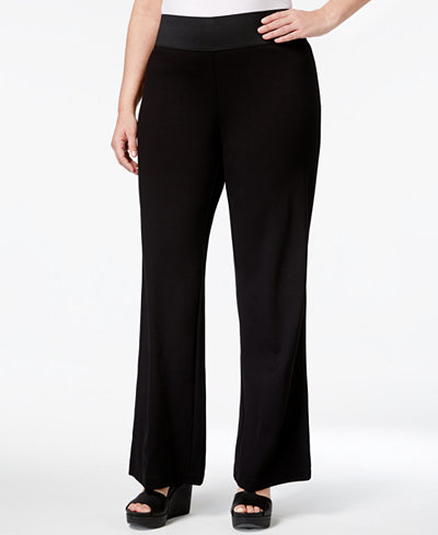 INC International Concepts Plus Size Pull-On Wide-Leg Pants, Only at ...