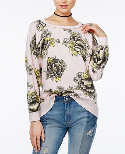 Free People Go On Get Floral-Print Sweater