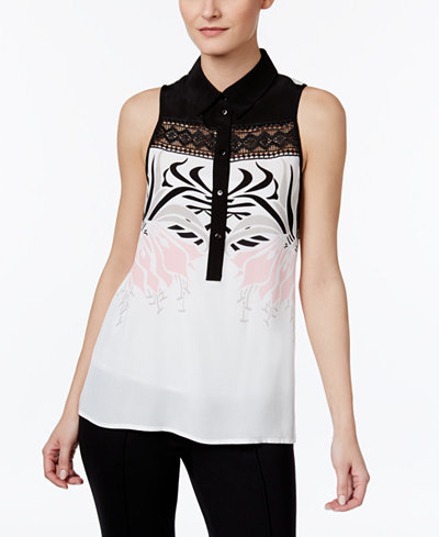 YYIGAL Printed Lace-Inset Blouse, a Macy's Exclusive Style