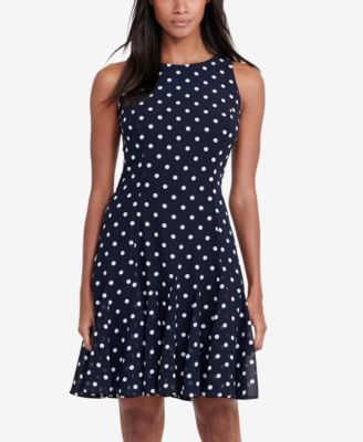 Lauren Ralph Lauren Polka Dot Fit Flare Dress Macy s