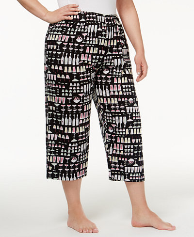 Hue Plus Size Printed Knit Capri Pajama Pants - Bras, Panties ...