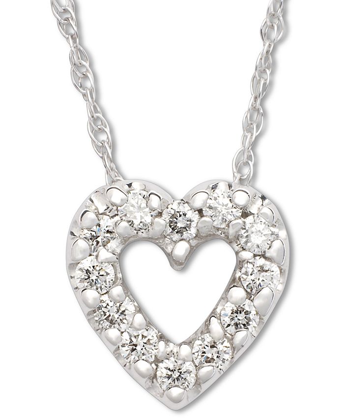 Macy's Diamond Heart Necklace, 14k White Gold Heart Diamond Pendant (1/