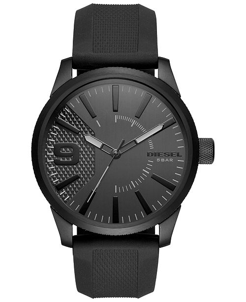 Diesel Men S Black Silicone Strap Watch 46x53mm Dz1807 Reviews Watches Jewelry Watches Macy S