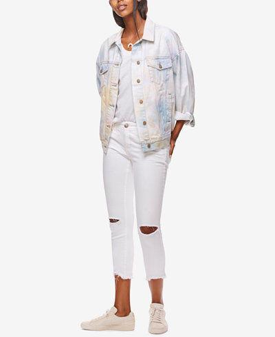 Free People Ripped Hong Kong White Wash Skinny Jeans