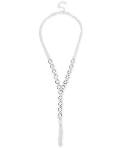 Touch of Silver Silver-Tone Chain Tassel Lariat Necklace