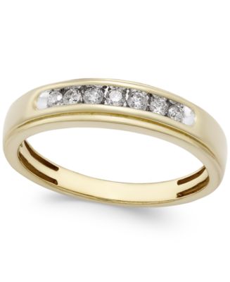 Men's Diamond Band (1/4 ct. t.w.) in 10k Gold - Macy's