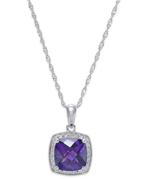 image of Amethyst (1-1/5 ct. t.w.) and Diamond (1/10 ct. t.w.) Pendant Necklace in 14k White Gold